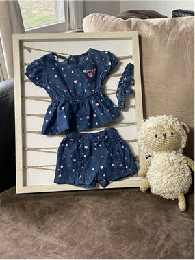 dELiA*s Blue Heart Print Kids Matching Set 6-9 months